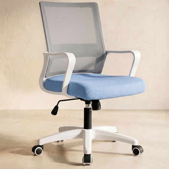 CELTOSS Office Chair, Wide Seat with Ergonomic Lumbar Support, Adjustable Height, Home Office Computer Desk Chair, Blue