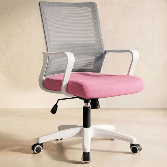 CELTOSS Pink Office Chair, Wide Seat with Ergonomic Lumbar Support, Adjustable Height, Home Office Computer Desk Chair, Pink