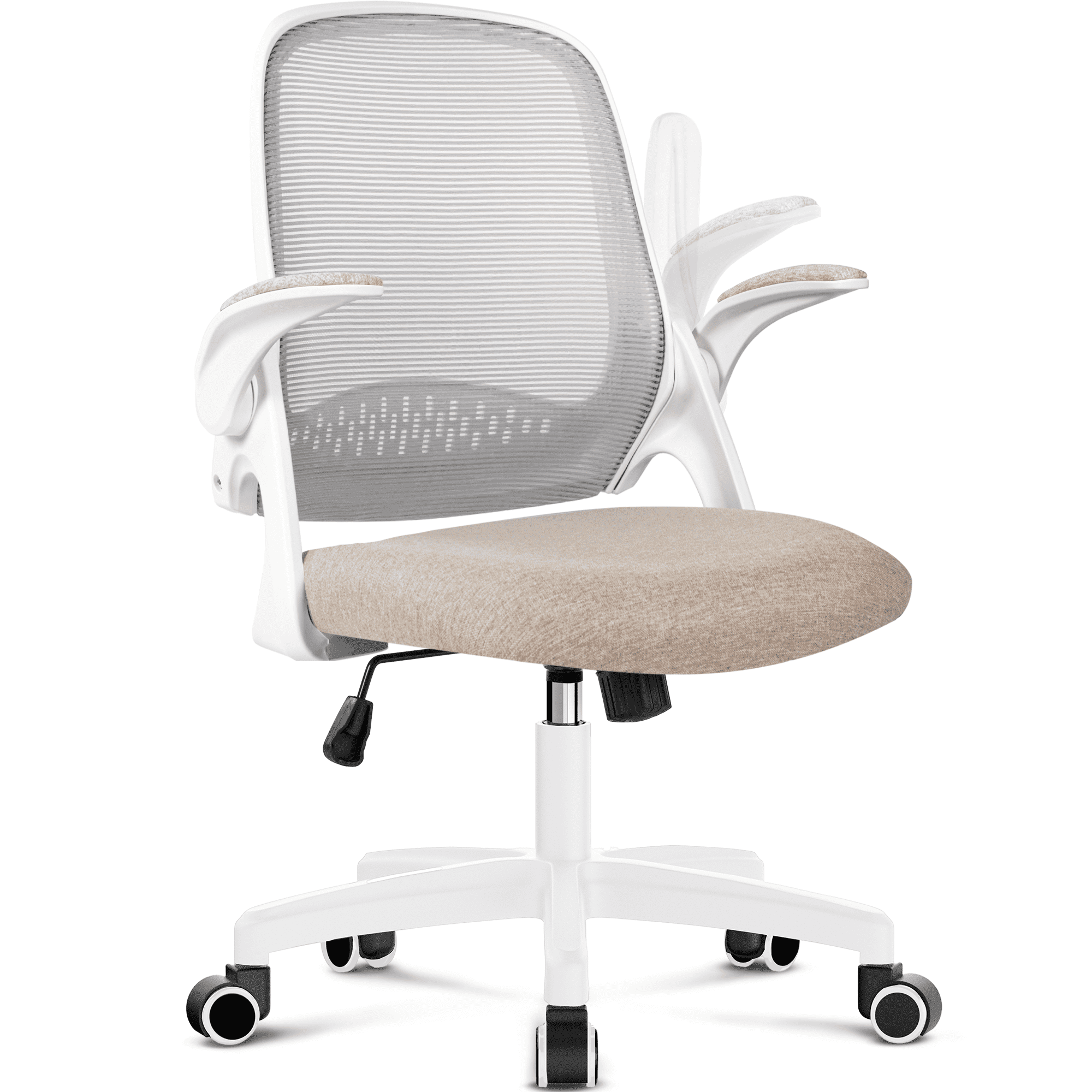 CELTOSS Ergonomic Office Chair, Flip-Up Arms, Adjustable Lumbar Support, Beige