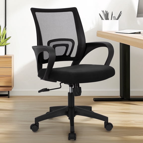 CELTOSS Office Chair, Adjustable Height, Ergonomic Lumbar Support and Armrests for Adults, Black