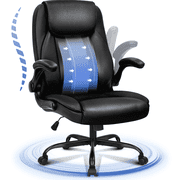 NEO CHAIR Executive Office Chair, Ergonomic High back Cushioned, Wide Leather Seat 8 Hours Heavy Duty Design, Flip Up Armrest Computer Desk Chair, Black