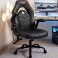 thumbnail image 1 of CELTOSS  Black Gaming Chair, Flip-up Armrest Computer Chair Ergonomic Office Chair PU Leather Desk Chair Executive Adjustable Swivel Task Chair, 1 of 14