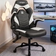 thumbnail image 1 of CELTOSS  White Gaming Chair, Flip-up Armrest Computer Chair Ergonomic Office Chair PU Leather Desk Chair Executive Adjustable Swivel Task Chair, 1 of 14