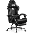 thumbnail image 1 of CELTOSS Black Office Gaming Chair with Footrest & Lumbar Support, Ergonomic Adjustable Computer Chair with Swivel Seat & Headrest, 1 of 12