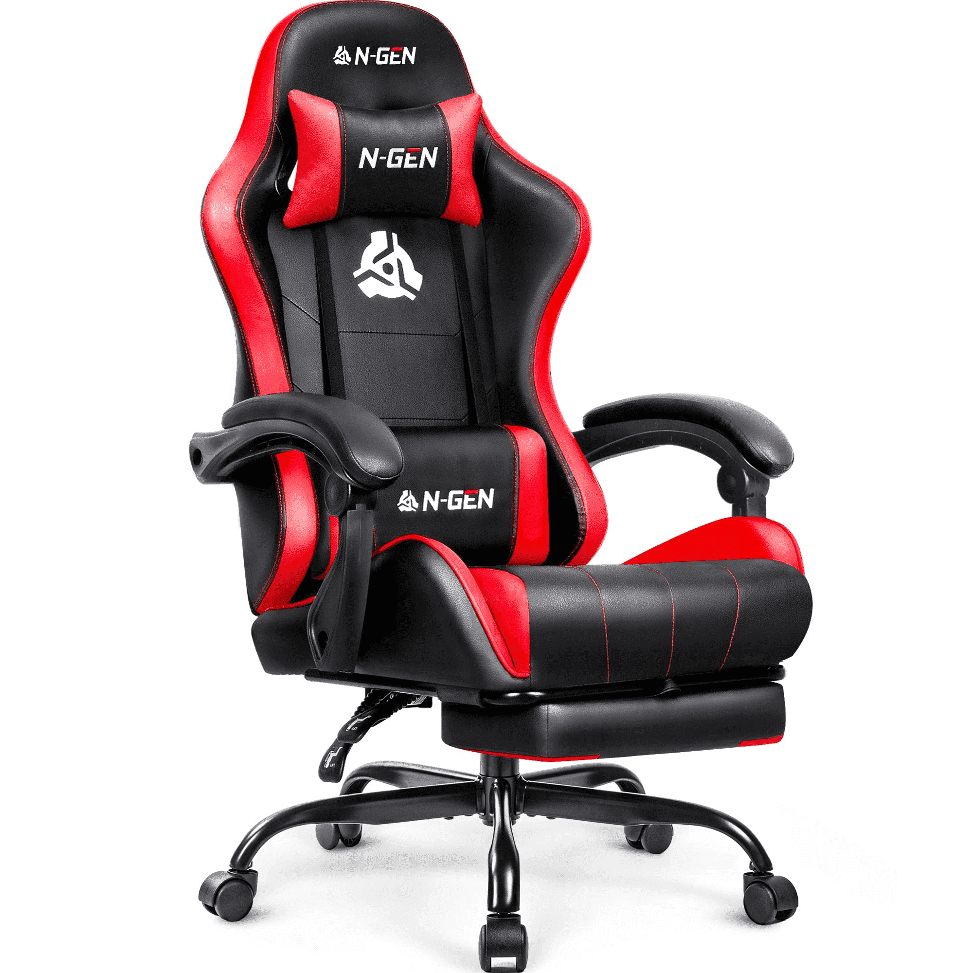 CELTOSS Red Office Gaming Chair with Footrest & Lumbar Support, Ergonomic Adjustable Computer Chair with Swivel Seat & Headrest