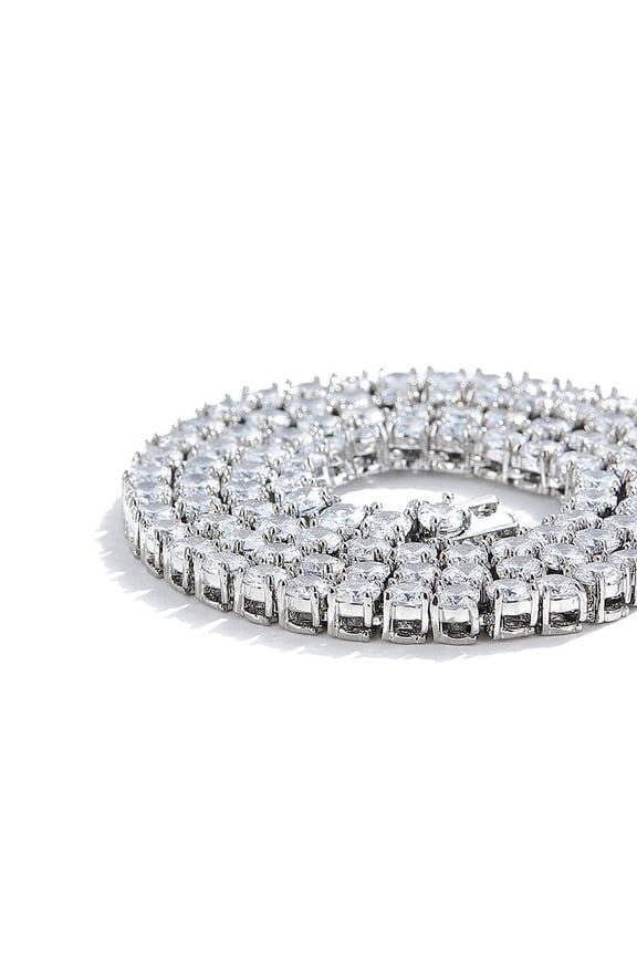 1 Row 3MM 4MM Lab Simulated Diamond Iced Out Cubic Zirconia Chain Men's Hip-hop Tennis Choker Necklace Chain