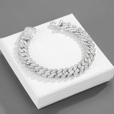 Celvieroot 12mm Iced Out Cuban Link Chain White Gold Plated Bling Diamond Chain Hip Hop Rapper Luxury Cuban Link Necklace Jewelry for Men and Women
