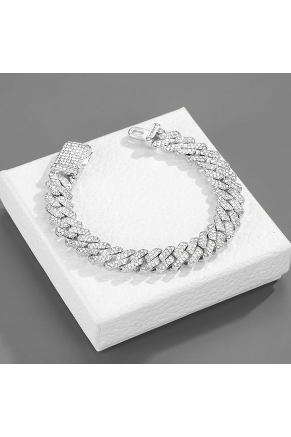 12mm Iced Out Cuban Link Chain White Gold Plated Bling Diamond Chain Hip Hop Rapper Luxury Cuban Link Necklace Jewelry for Men and Women