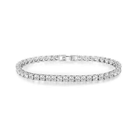 Celvieroot 4mm CZ Tennis Bracelet, 18k White Gold Plated 4MM Iced Out Round-Cut Cubic Zirconia Tennis Bracelet for Women Men 6.5/7/7.5 Inches