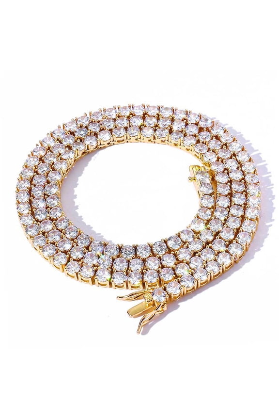 5mm Iced Out Tennis Chain Bracelet Necklace Hip Hop Link Gold Plated Bling Bracelet with AAA Cubic Zirconia Diamond