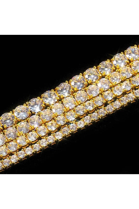 5mm Iced Out Tennis Chain Bracelet Necklace Hip Hop Link Gold Plated Bling Bracelet with AAA Cubic Zirconia Diamond