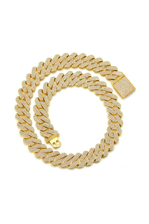 Cuban Link Chain for Women Diamond Miami Cuban Choker Necklace 12mm Pink Crystal Iced Out Chain Bling Hip Hop Jewelry for Men Gift