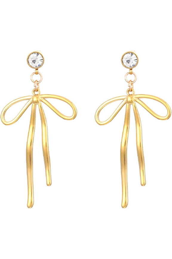 Gold Bow Earrings for Women Gold Bow Ribbon Hoop Earrings Drop Dangle Bow Tie Earrings Long Bow Ribbon Tassel Earrings Trendy Earrings for Women 2025 Christmas New Year Gifts