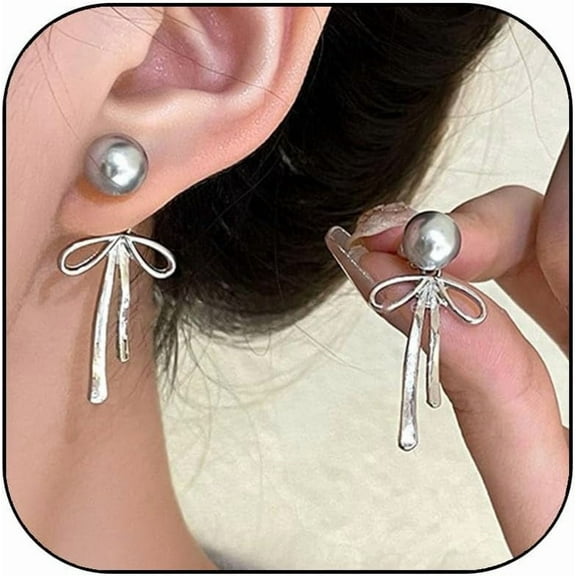 Celvieroot Gold Bow Earrings for Women Gold Bow Ribbon Hoop Earrings Drop Dangle Bow Tie Earrings Long Bow Ribbon Tassel Earrings Trendy Earrings for Women 2025 Christmas New Year Gifts