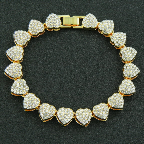 Celvieroot Heart/Eye Pave Shiny Crystal Bracelet, Light Jewelry Wedding Party Gifts For Women