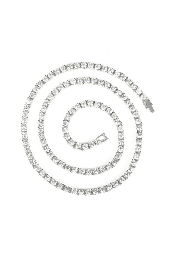 Iced Out Diamond Tennis Chain Necklace for Men Women Cuban Link Chains Gold Plated Silver Rhinestone Tennis Necklaces Teen