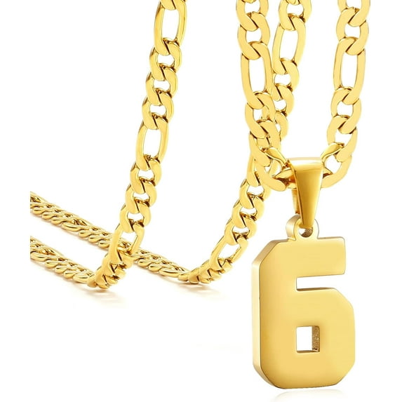 Celvieroot Jersey Number Necklaces for Mens Athletes Stainless Steel Sport Number Pendant Chain for Mens Baseball/Basketball/Football Team Inspiration Jewelry with Gifts