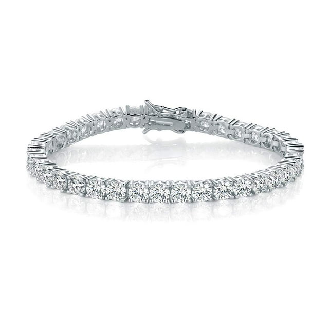 RIZILIA Round Améthyste simulée and Zircone Blanche 18K Or Blanc plaqué