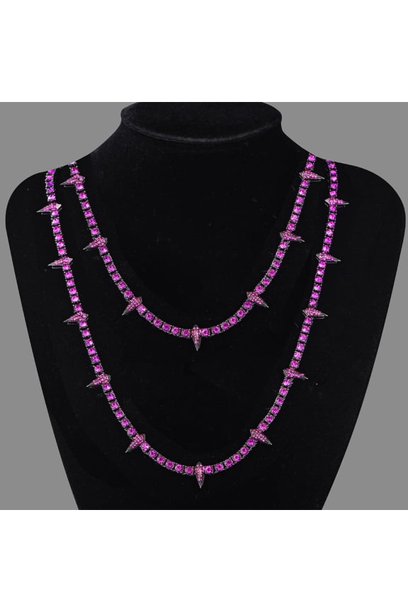 Spikes Iced Out Chain For Men Women Zircon Tennis Chain Trendy Cool Rapper Anime Hippie Panther Paw Choker Necklace Halloween Cosplay King Jewelry Gift