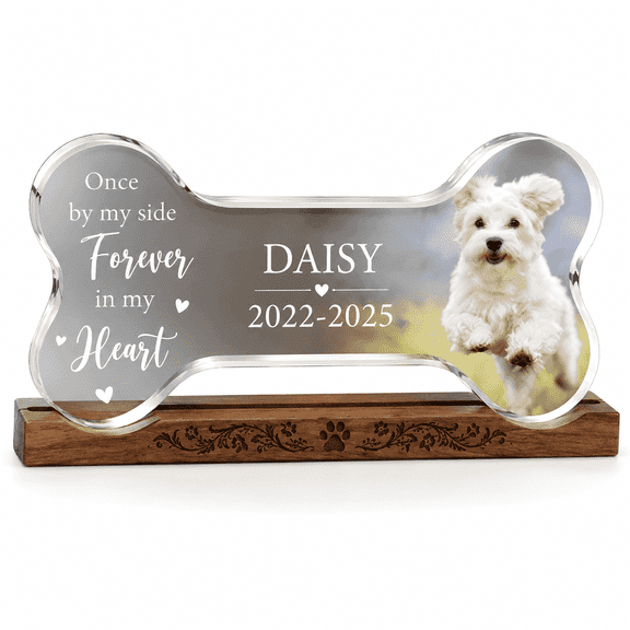 Celvora Personalized Pet Memorial Plaque with Picture, Custom Dog Keepsake, Handmade Resin Pet Cemetery Memorial for a Lost Dog