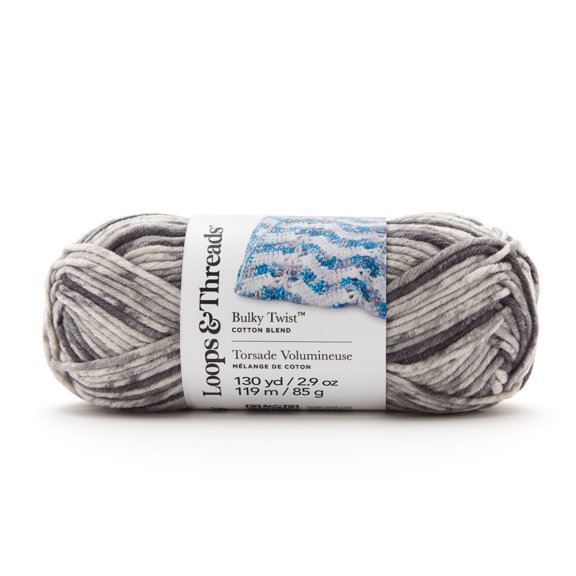 Loops & Threads Cement Bulky Twist Multi Yarn - Bulky Weight Yarn for Knitting, Crochet, Weaving, Arts & Crafts, 15 Pack