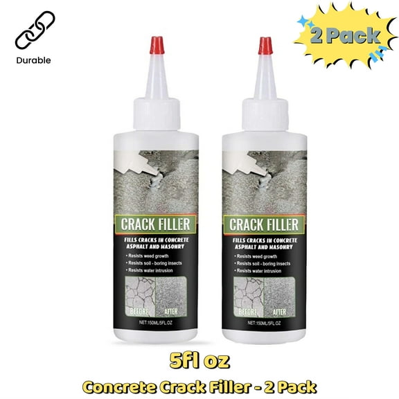 Cement Crack Filler Outdoor Waterproof Concrete Repair Sealant Self-Leveling Driveway Crack Filler Construction Crack Flexible Concrete Patch Gray 5 fl. oz (2 Pack)