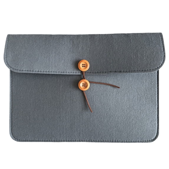 Cement Gray Felt Document Organizer With Wooden Button, Portable Paper File Folder For Home Business And Travel, Simple Craft Storage Bag (Multicolor, 34*24)