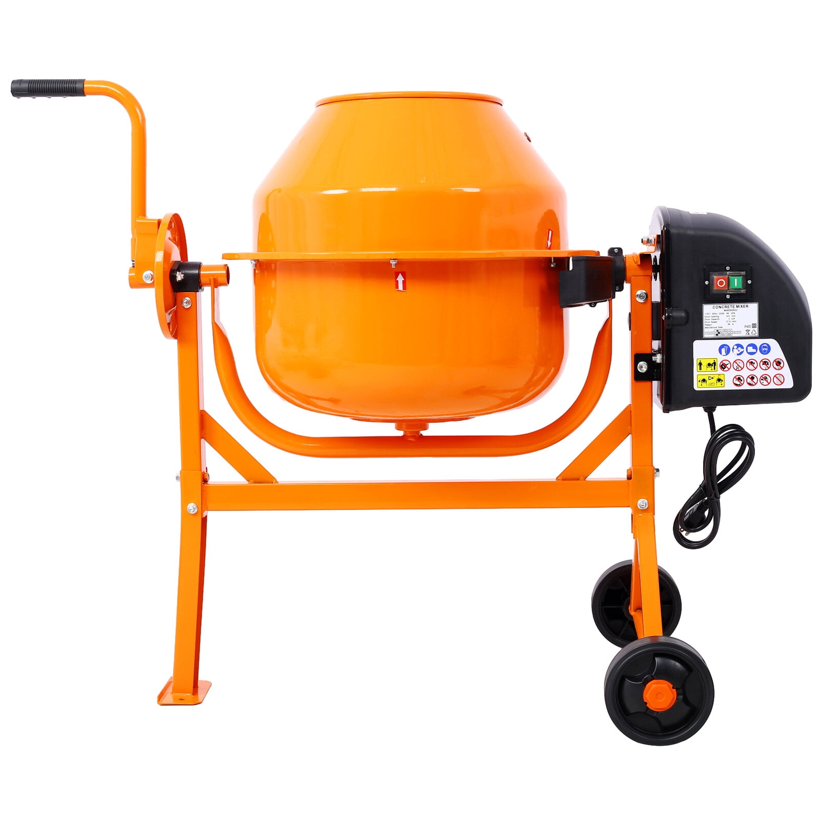 Cement Mixer, 3 Cu. Ft Electric Concrete Mixer Machine, 110v AC Motor Portable Power Cement Mixers for Mortar, Stucco and Fodder,