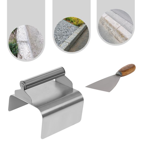 Cement Model Making Tool with Handle and Putty Knife, Landscape Curb Trowel, Concrete Curbing Trowel for Road and Ground Paving