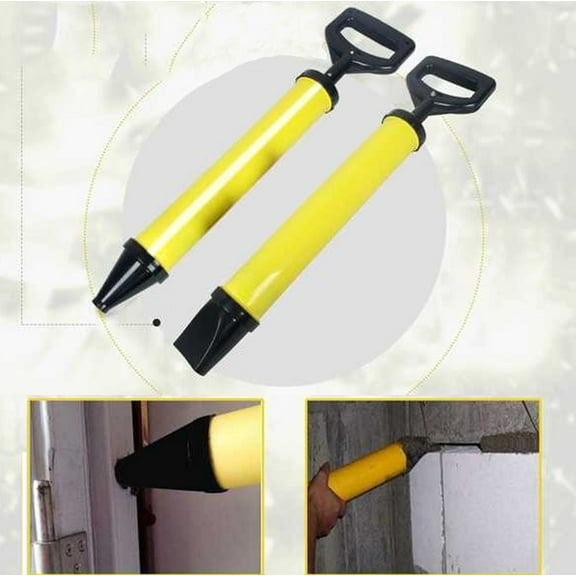 Cement Mortar Filling Gun With Round And Flat Dual-Purpose Head Grouting Device drill bit, 1X Sealing Gun 4X Nozzle Drill Bits & Accessories, Yellow