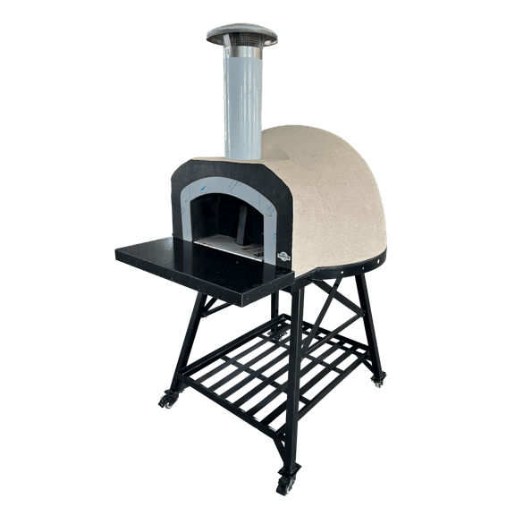 Cement Outdoor Pizza Oven / Clay Black Front Wood Fired Pizza Ovens with Stainless Steel Flue - OP50