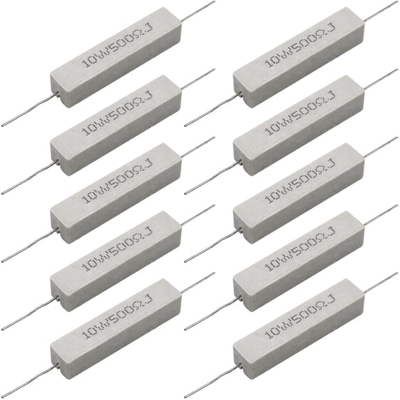 Cement Resistor,10 PCS 10W 8 Ohm 5% Axial Lead Wire Resistor White Wound Fixed Ceramic Cement Resistors Wirewound Cement Power Resistors Flame Heat Moisture Resistance Precharge Horizontal Resistors