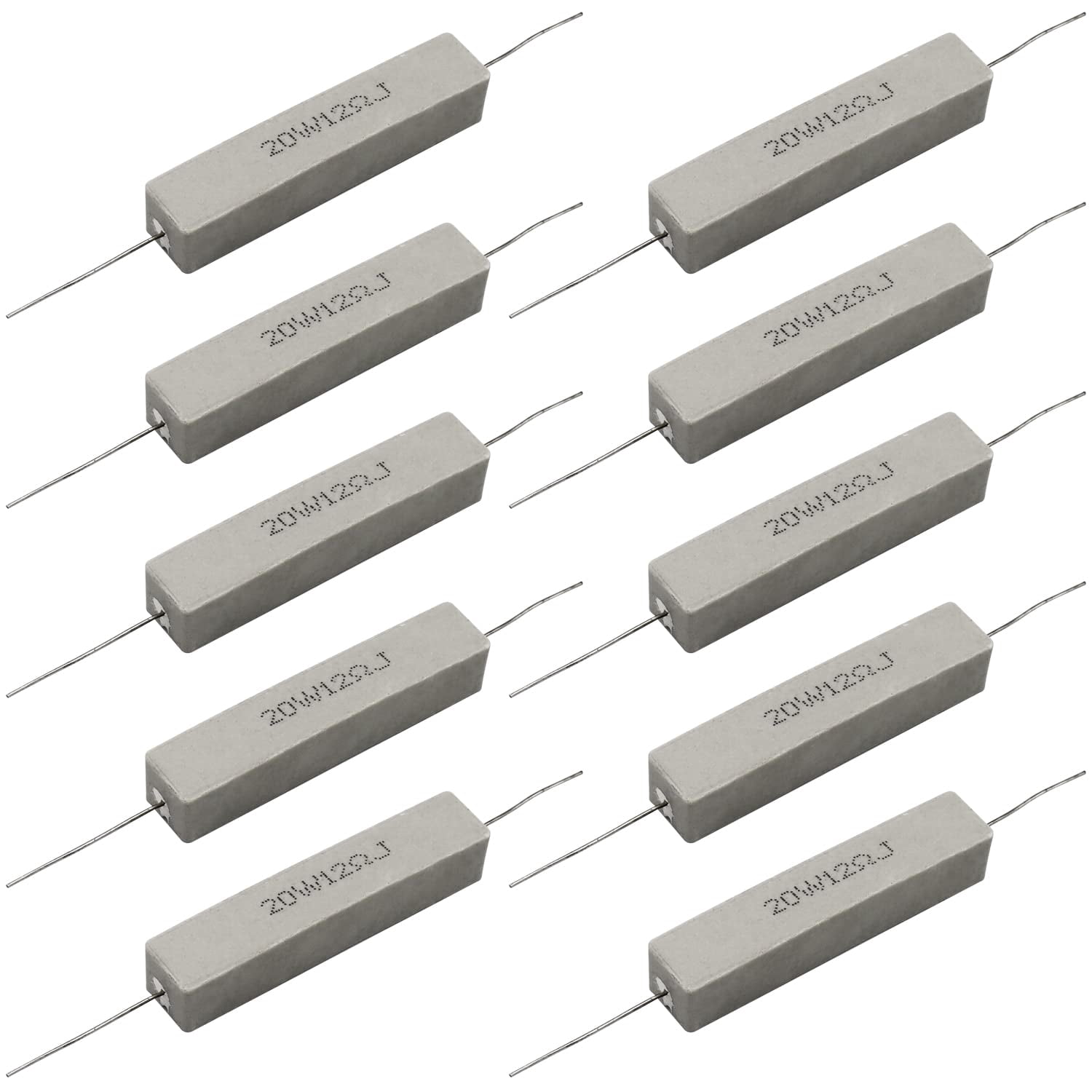 Cement Resistor,10 PCS 20W 8 Ohm 5% Axial Lead Wire Resistor White ...