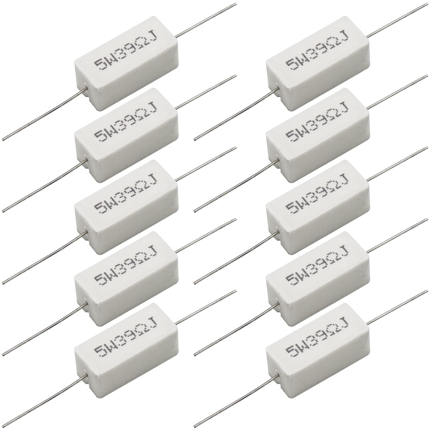 10 resistori 220 Ohm, 5 W 5% Tolerance Metal Oxide Metal Resistors, Axial Lead, Flame Proof for DIY Electronic Projects and Experiments