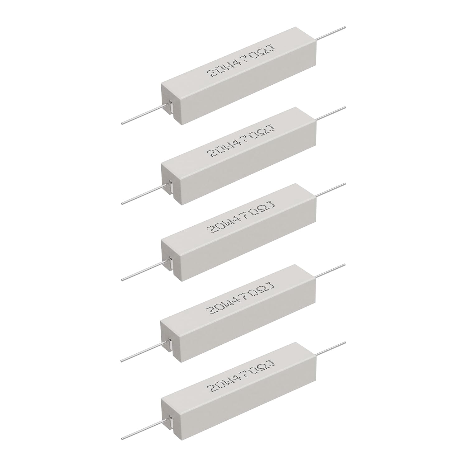 Cement Resistor, 5PCS 20W 8 Ohm 5% Axial Lead Wire Resistor White Wound ...