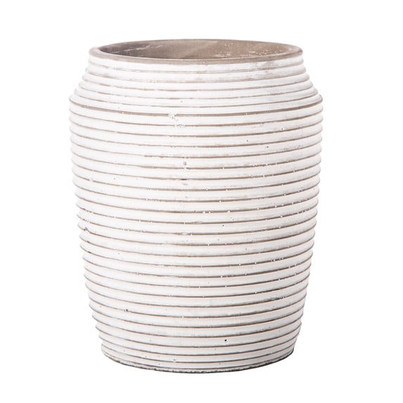 Cement Round Pot Washed Concrete Finish White