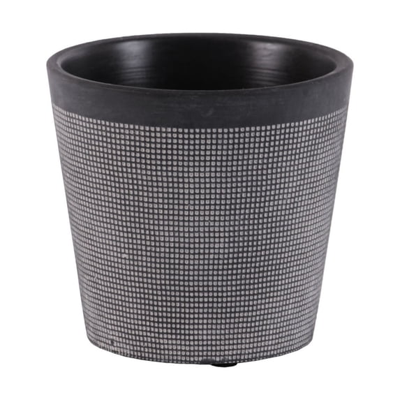 Terracotta Round Pot Washed Finish Black-5"H -307