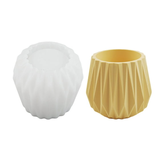 Cement Scented Cup Mold Multifunctional Cement Holder Crafting Mold with Faceted Pots Designs