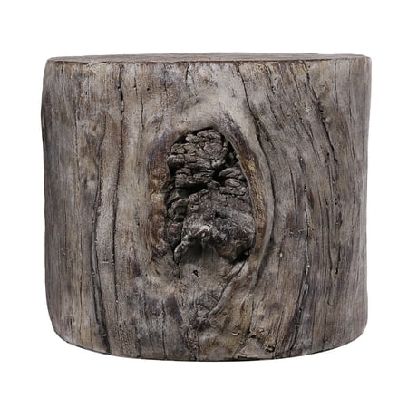 Cement Tree Stump Stool in Round Shape, Small, Brown - Saltoro Sherpi