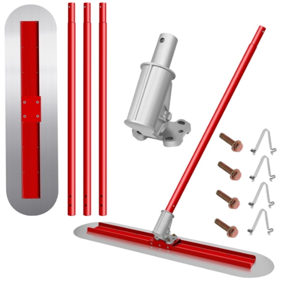 Cement Trowel Tools Concrete Trowel Float Bracket Tools Bull Float Kit Concrete Bull Float Adjustable 60In Extendable 48"x8" Mg-Al Alloy Round End with 4 Handles for Stable Handling