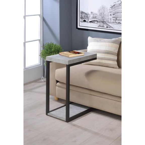 Cement and Black Snack Table,Cement Grey Wood Furniture Primary Living Space Tables