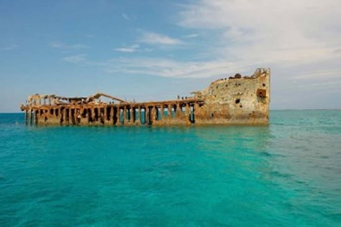 Cement shipwreck Barnett Harbour Bahamas Canvas Art - Maresa Pryor DanitaDelimont (24 x 15)