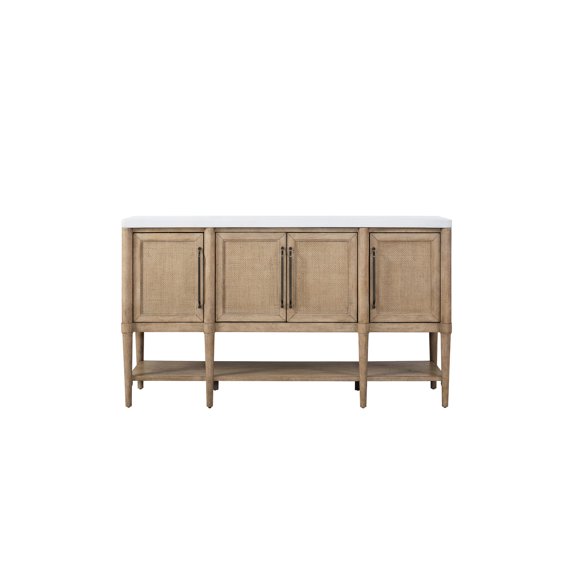 Cement - topped server with power function | For home bars, sand finish and cane insets