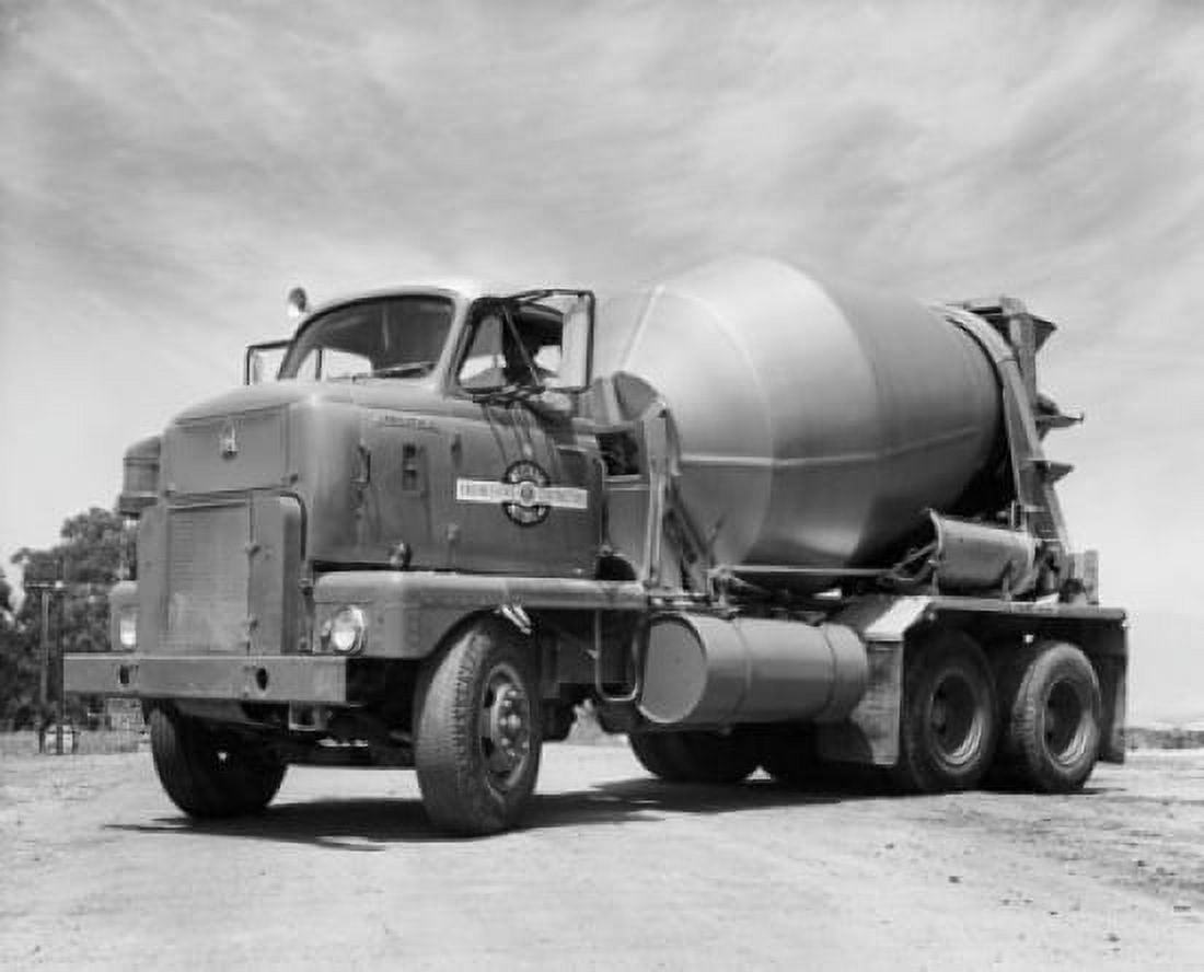 Cement truck on the road Canvas Art - (18 x 24)