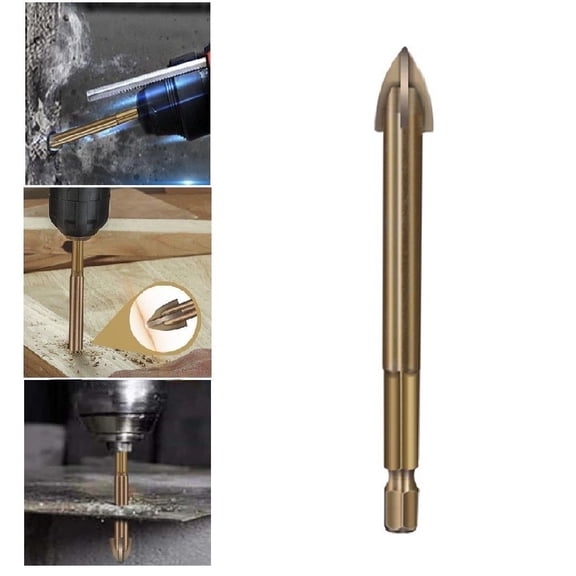 Cemented Carbide Cross Tile Glass Ceramic Drill Bit Hex Shank Efficient Professional Wall Drilling Tool Tile Hole Opener 10mm