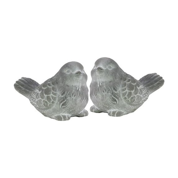 Cemented Designer Bird Figurine, Washed White, Assortment of 2- Saltoro Sherpi