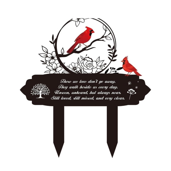 Cemetery Decorations for Grave, Metal Memorial Grave Markers, Cardinal Graveyard Sympathy Plaque, Daddy Remembrance Graveside Burial Decor Sign for Outside Yard Garden(Northern Cardinal)