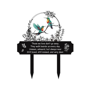 Cemetery Decorations for Grave, Metal Memorial Grave Markers, Cardinal Graveyard Sympathy Plaque, Daddy Remembrance Graveside Burial Decor Sign for Outside Yard Garden(Hummingbird)
