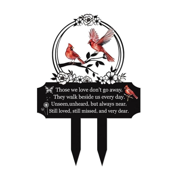 Cemetery Decorations for Grave, Metal Memorial Grave Markers, Cardinal Graveyard Sympathy Plaque, Daddy Remembrance Graveside Burial Decor Sign for Outside Yard Garden(Northern Cardinal#1)