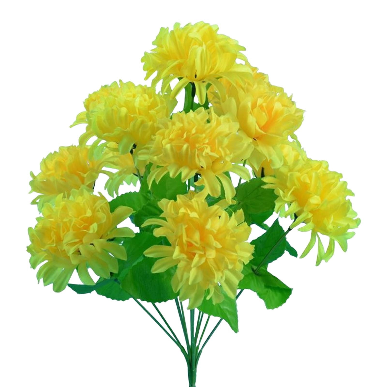 Cemetery Flowers Artificial Chrysanthemums, 10 Head Memorial Flower